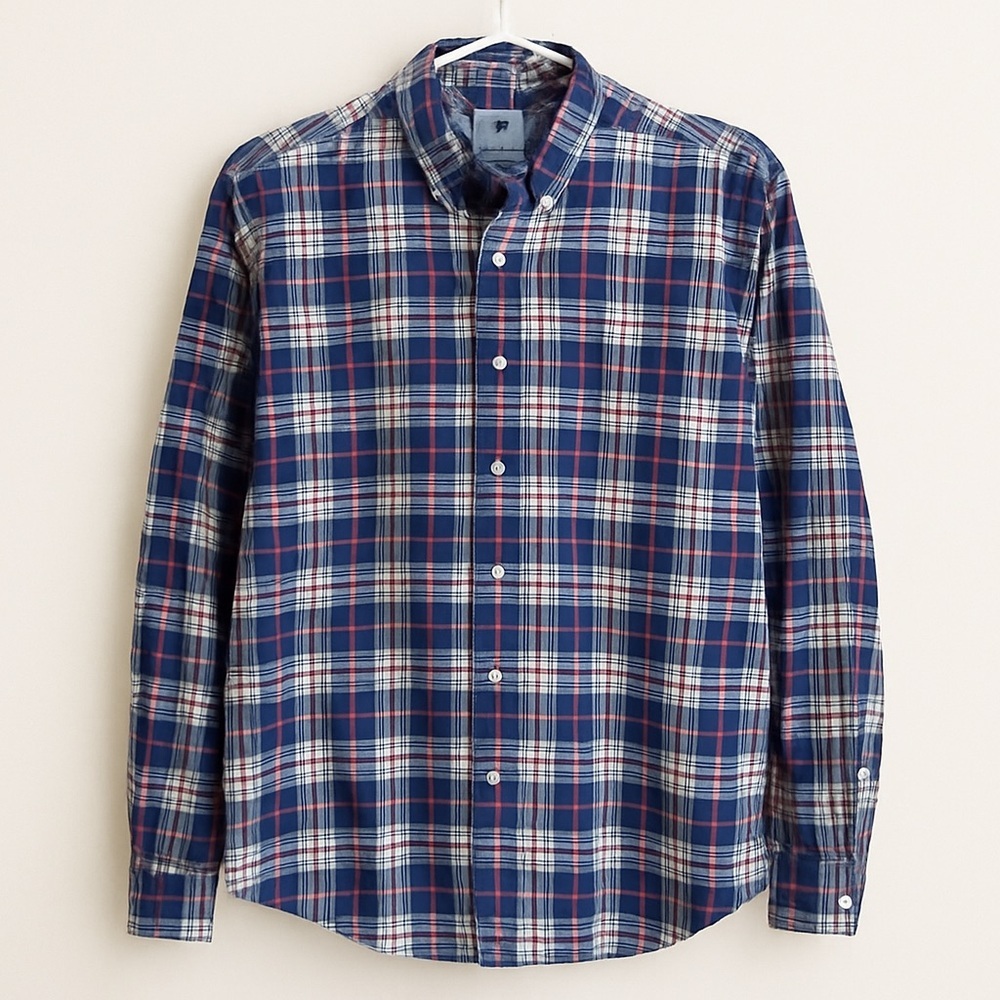 Izod Blue and Red Plaid Casual Shirt
